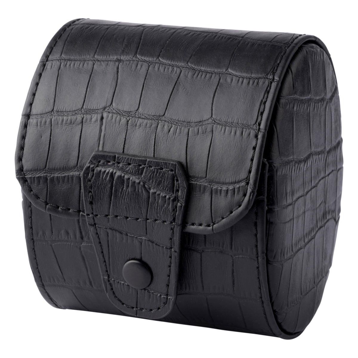Black Croc Leather Grey Velvet Watch Travel Case