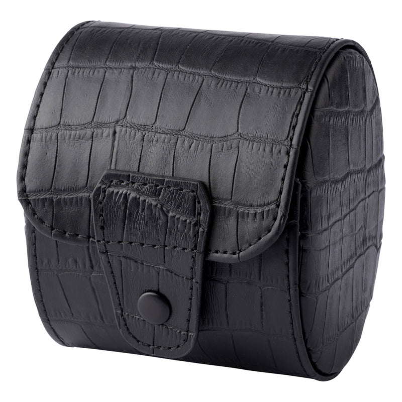 Black Croc Leather Grey Velvet Watch Travel Case