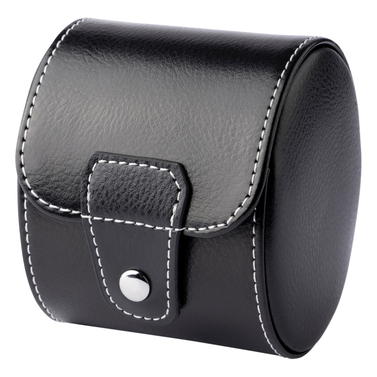 Black Leather Grey Velvet Watch Travel Case