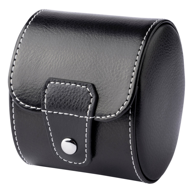 Black Leather Grey Velvet Watch Travel Case