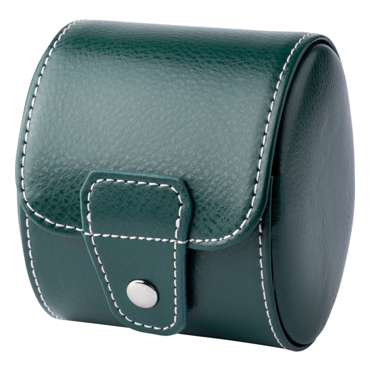 Green Leather Grey Velvet Watch Travel Case