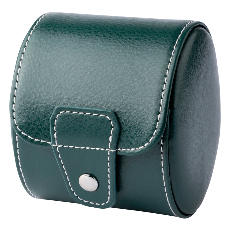 Green Leather Grey Velvet Watch Travel Case