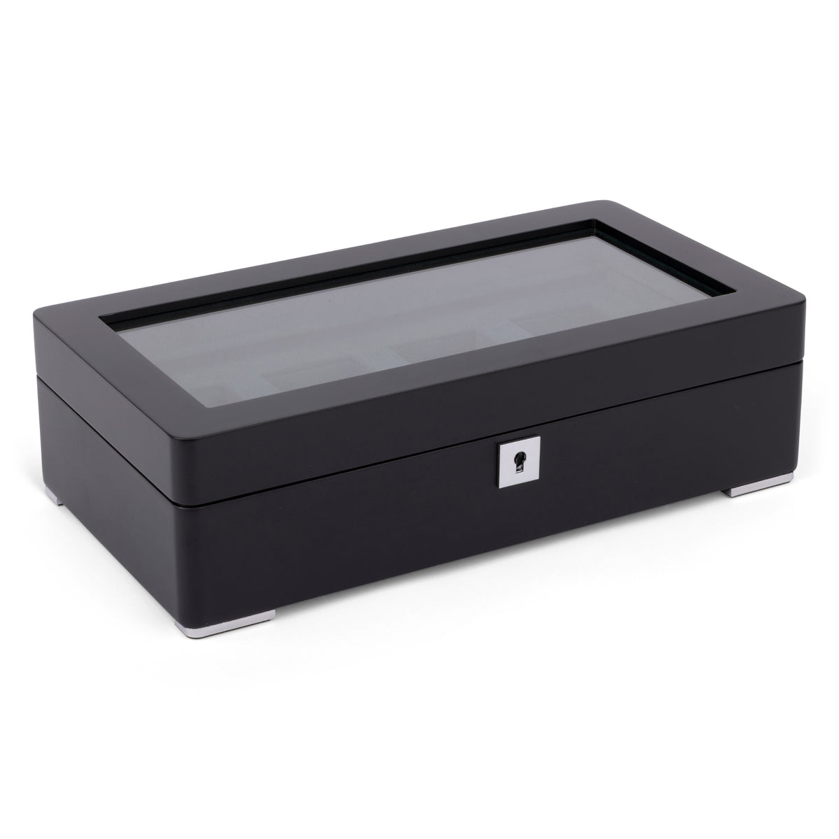 Black 4 Watch Display Lock Box With Green Velvet
