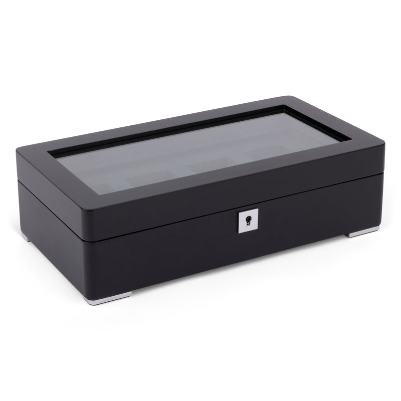 Black 4 Watch Display Lock Box With Green Velvet