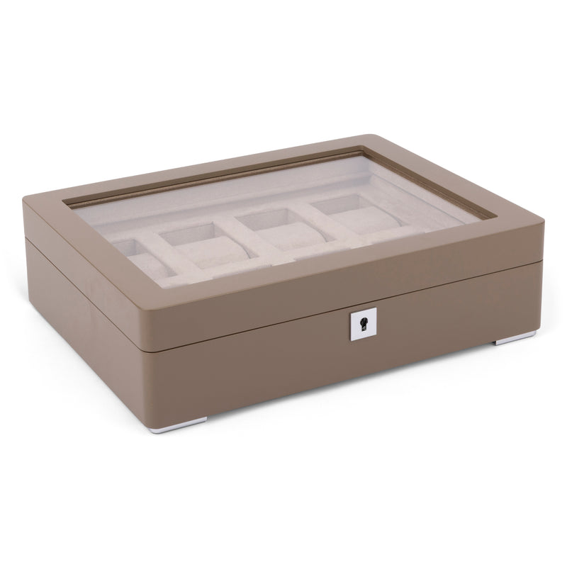 Tan 8 Watch Display Lock Box With Tan Velvet