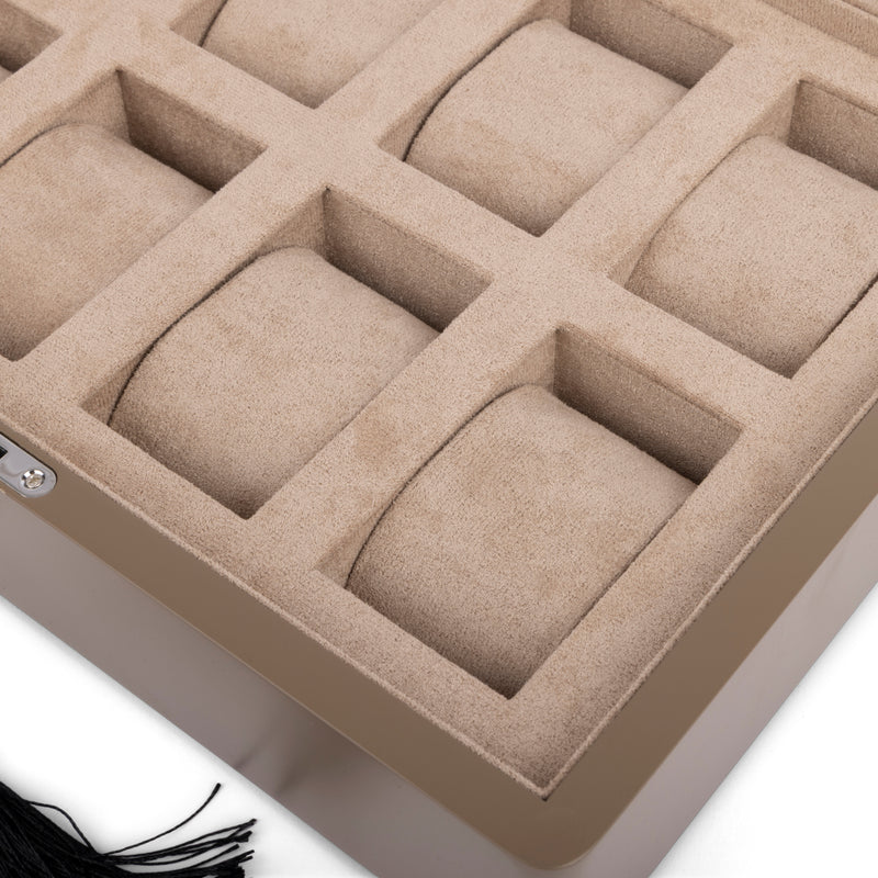 Tan 8 Watch Display Lock Box With Tan Velvet