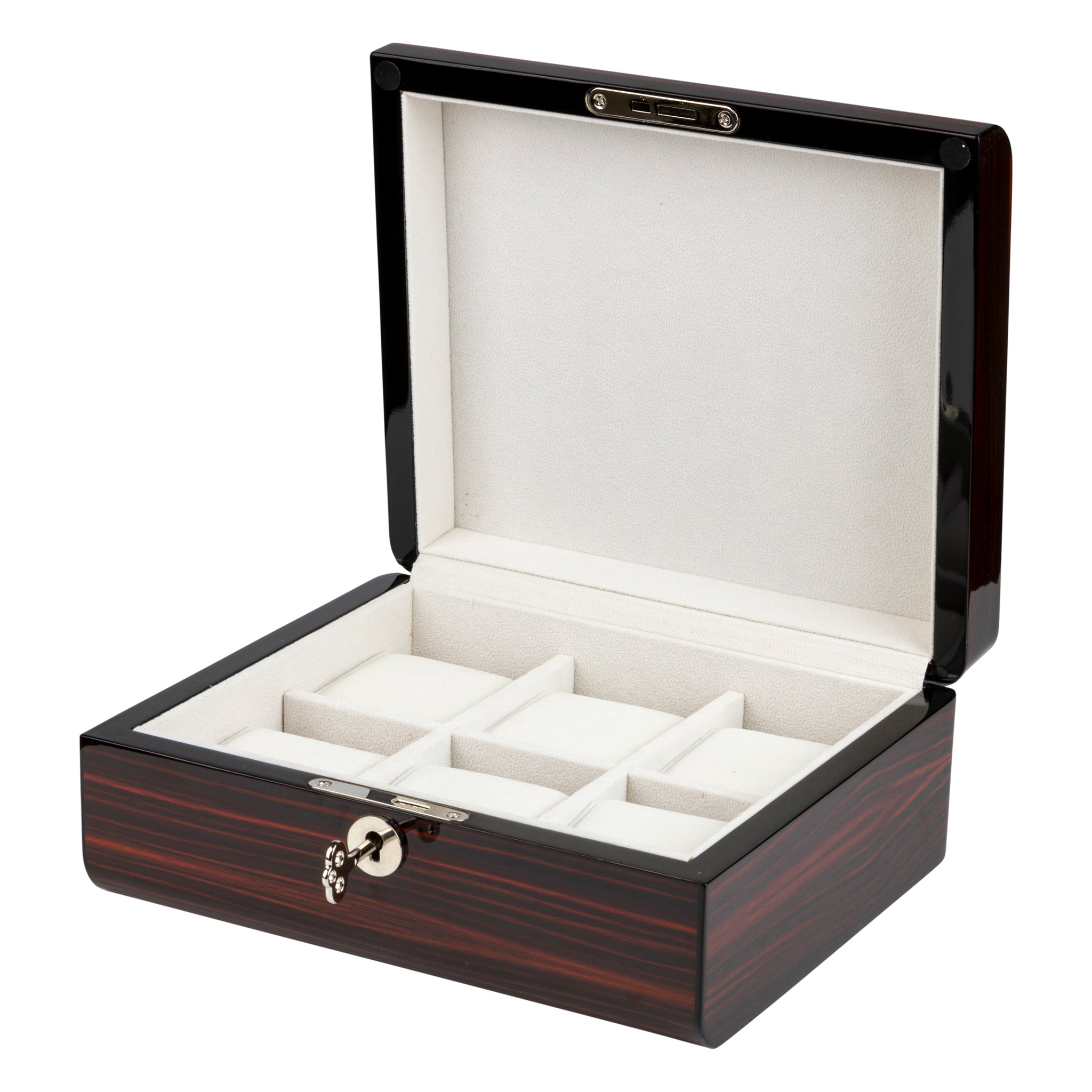 Ebony Wooden 6 Watch Lock Box