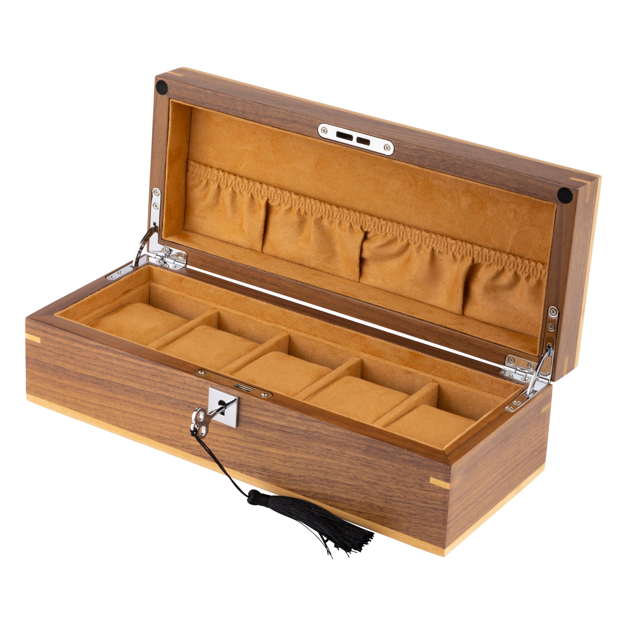 Walnut 5 Watch Lock Box